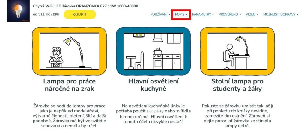 Chytrá LED žárovka ORANŽOVKA - popis použití