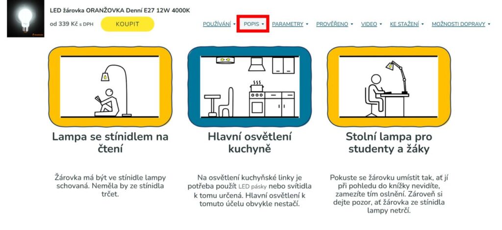 Denní LED žárovka ORANŽOVKA - popis použití