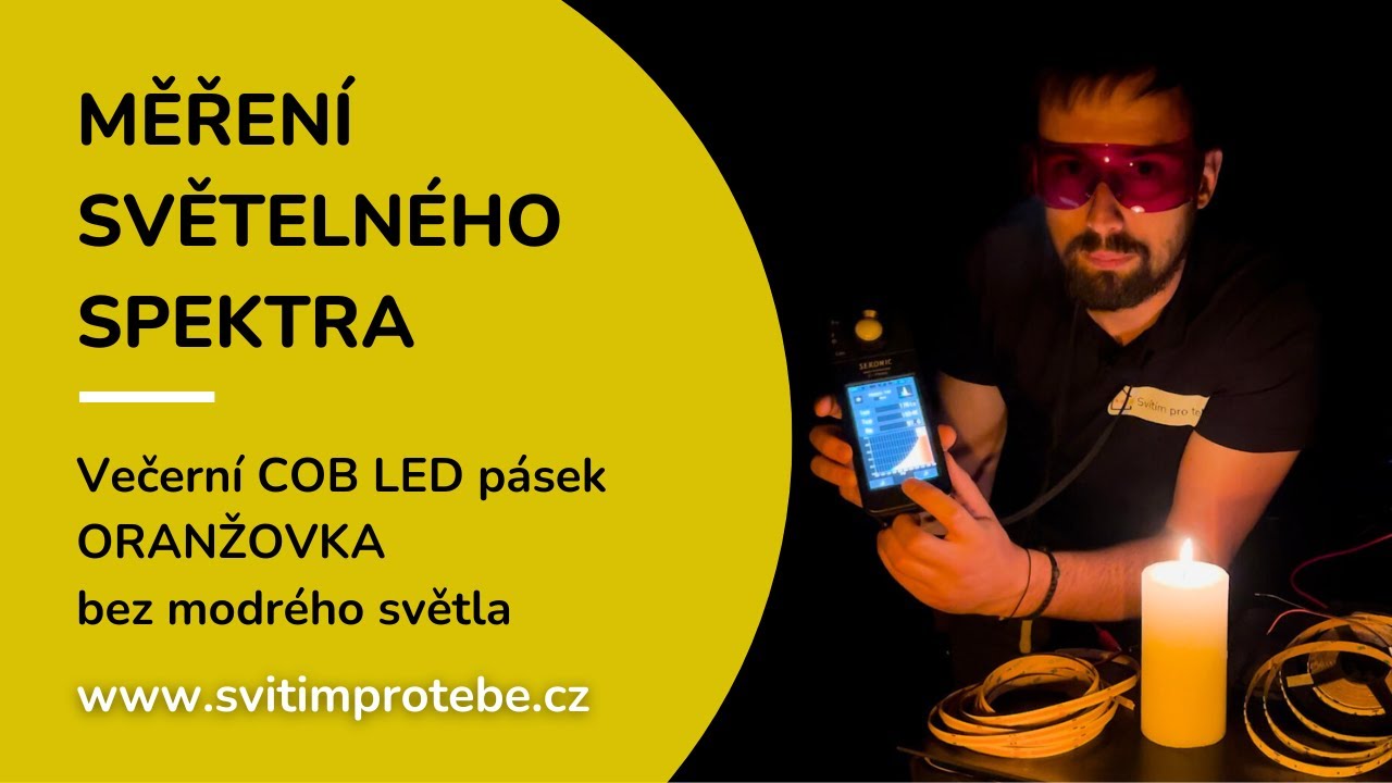 Video preview: Večerní LED pásek ORANŽOVKA COB – měření světla a spektra